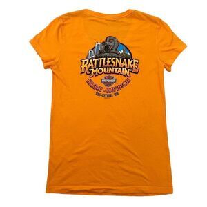 Harley Davidson orange t shirt womens size small rattlesnake mountain A3